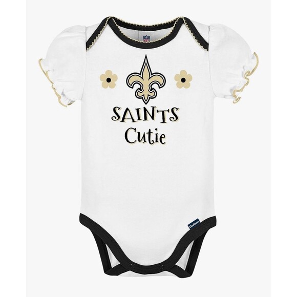 Gerber NFL New Orleans Saints Baby Girls'  3 Pack Short Sleeve Onesie 0-3M NEW - Picture 3 of 7